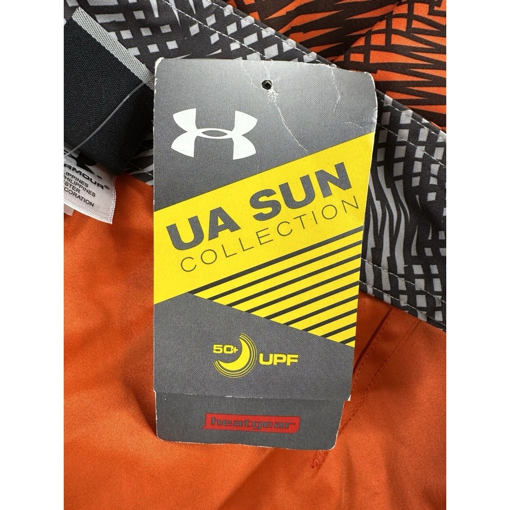 Under Armour Board Shorts Mens Size 34 Orange Loose Fit Drawstring - Picture 14 of 16